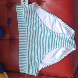 Women's SO Swim Bottom L, WHITE/MINT/PURPLE Striped